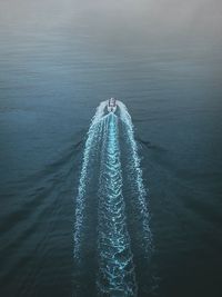 High angle view of boat in sea