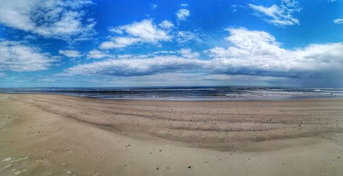 Scenic view of sea against cloudy sky