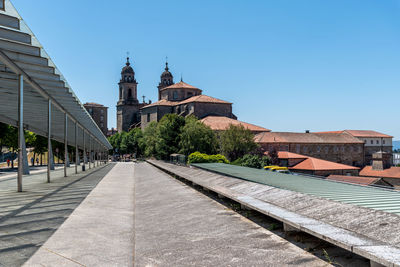 Cityscape of the old town of santiago de compostela with san francisco church