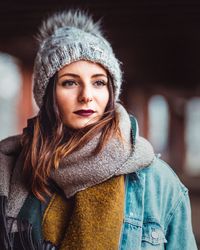 Portrait of woman in winter