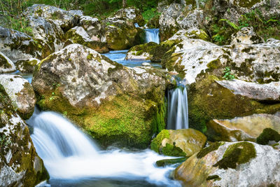 Mountain stream waterfall landscape, asturias, spain