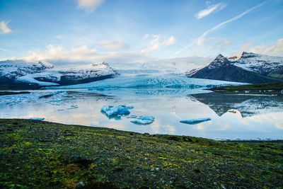 Scenic view of lake against sky