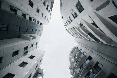 Low angle view of buildings against clear sky