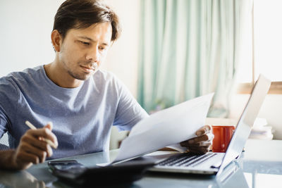 Man working on table