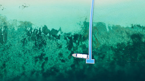 Aerial view of boat in sea