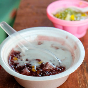 Close-up of dessert served in bowl