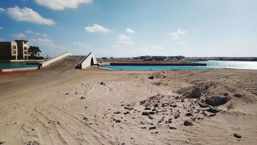 Scenic view of beach against sky