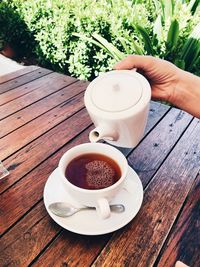 Coffee cup on table