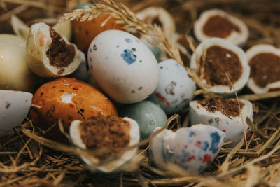 Close-up of easter eggs