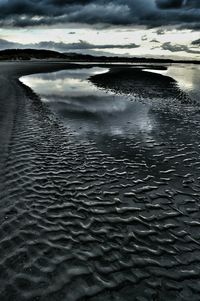 Scenic view of sea against cloudy sky