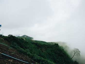 Scenic view of mountains against cloudy sky