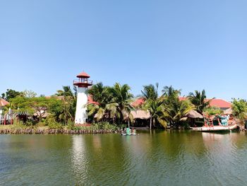 Scenic view of building against blue sky