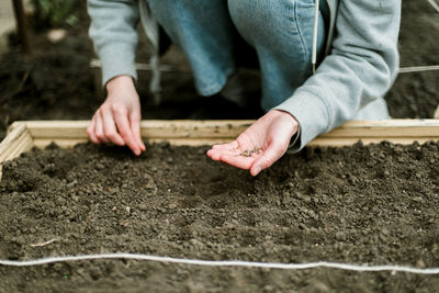 Low section of man working at farm