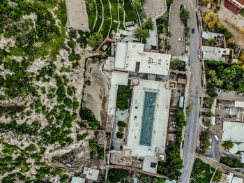 High angle view of buildings in town