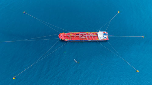 High angle view of ship