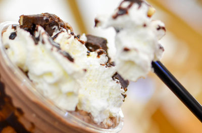 Close-up of ice cream in plate