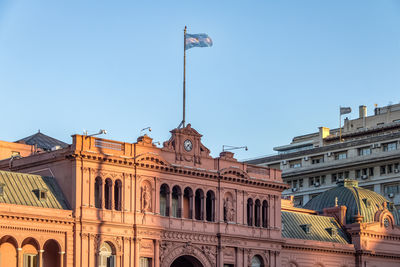 Low angle view of building against clear sky