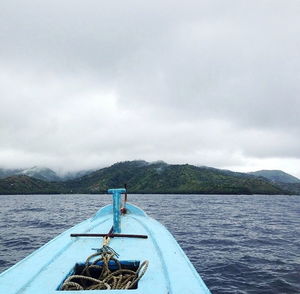 Boat sailing in lake