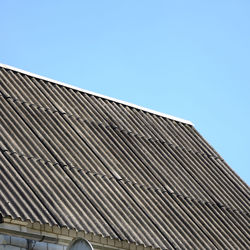 Low angle view of modern building against clear sky