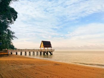 Scenic view of beach against sky