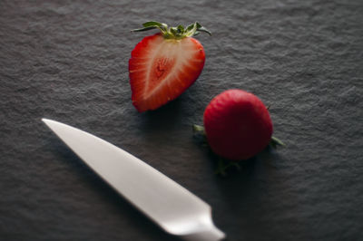 High angle view of fruits on table