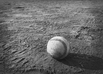 High angle view of ball on sand