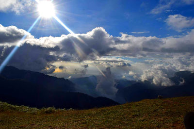 Scenic view of mountains against sky