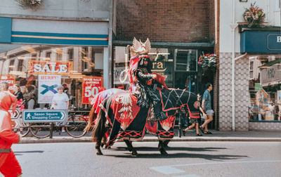 Horse cart on street in city