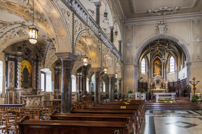 Interior of illuminated cathedral