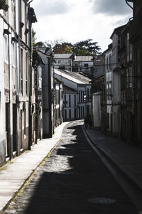 Empty alley amidst buildings in city