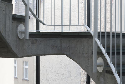 Close-up of spiral staircase of building