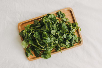 High angle view of vegetables on cutting board