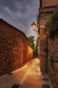 Narrow alley amidst buildings against sky