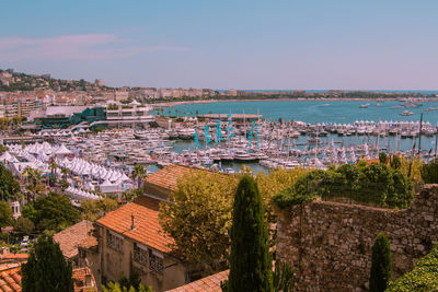 Cityscape against blue sky