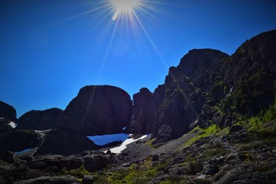 Scenic view of mountains against clear sky