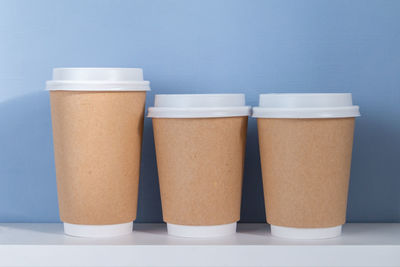 Close-up of coffee cup against white background