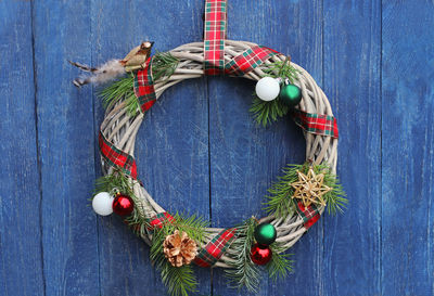 Close-up of christmas decoration hanging on tree