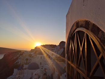 Panoramic view of buildings against sky during sunset