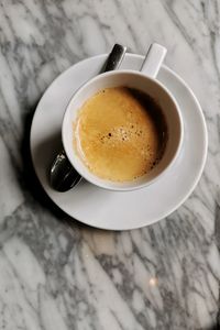 High angle view of coffee on table