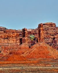 View of rock formation against clear sky