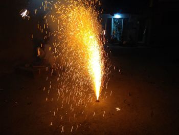 Firework display at night