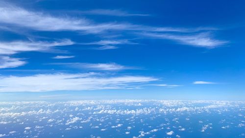 Aerial view of cloudscape against blue sky