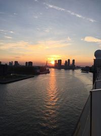 Scenic view of sea at sunset