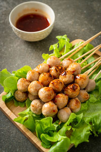 High angle view of food on table