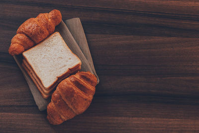 High angle view of breakfast on table