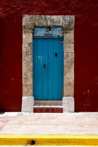 Closed door of building