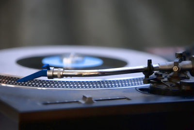 Close-up of turntable