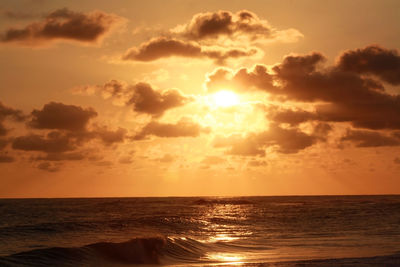 Scenic view of sea against sky at sunset