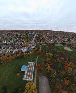 High angle view of townscape against sky