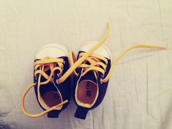 High angle view of shoes on table